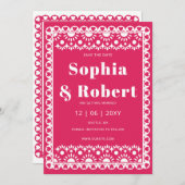 Mexican Fiesta Pink Papel Picado Boho Wedding Save The Date (Vorne/Hinten)