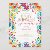 Mexican Fiesta Pink Yellow Flowers Babydusche Einladung (Vorne/Hinten)