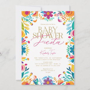 Mexican Fiesta Pink Yellow Flowers Babydusche Einladung