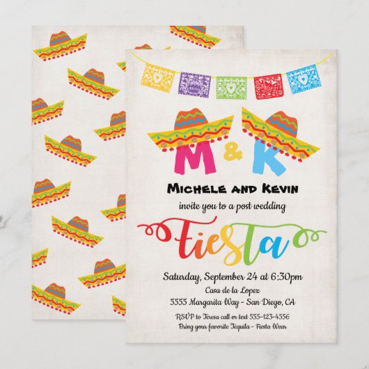 Mexican Fiesta Post Wedding Fiesta Einladung (Vorne/Hinten)