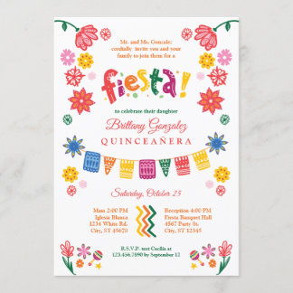 Mexican Fiesta Quinceañera Einladung