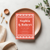 Mexican Fiesta Red Papel Picado Boho Wedding Einladung