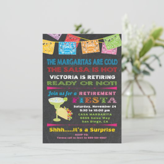 Mexican Fiesta Retirement Party Einladung (Stehend Vorderseite)