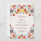 Mexican Fiesta Sombrero Folk Art Wedding Einladung (Vorderseite)