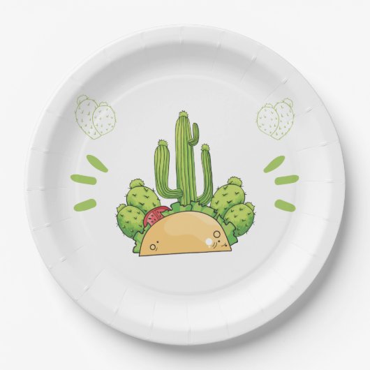 Mexican Fiesta Taco Cactus Pappteller (Vorderseite)