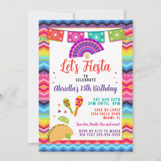 Mexican Fiesta Taco Party Einladung (Vorderseite)