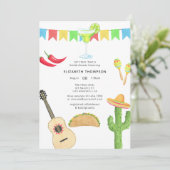 Mexican Fiesta Taco "über Liebe Brautparty Einladung (Stehend Vorderseite)