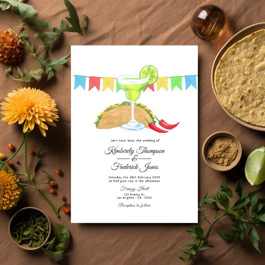 Mexican Fiesta Taco über Liebe Hochzeit Einladung