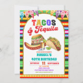 Mexican Fiesta Tacos and Tequila Birthday Einladung (Vorderseite)