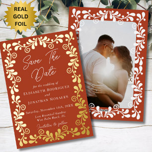 Mexican Fiesta Talavera Foto Save the Date Card Folien Feiertagskarte