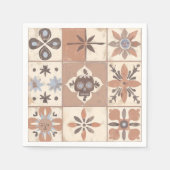 Mexican Fiesta Talavera Tile Neutral Skull Sun Serviette (Vorderseite)