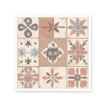 Mexican Fiesta Talavera Tile Neutral Skull Sun