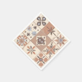 Mexican Fiesta Talavera Tile Neutral Skull Sun Serviette (Ecke)