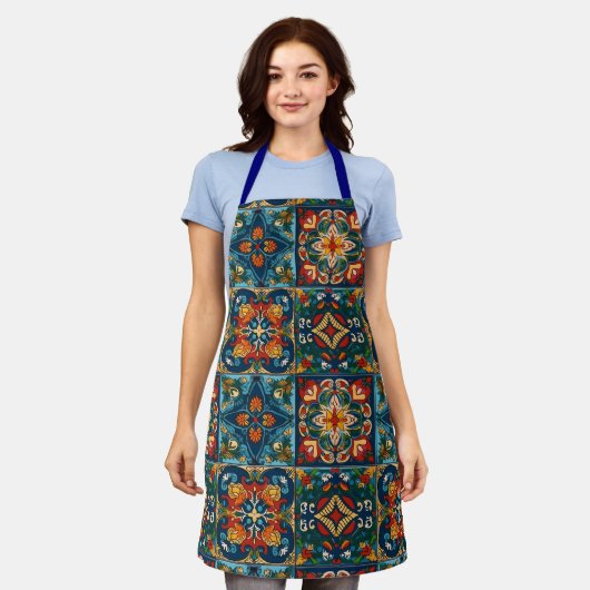 Mexican Fiesta Talavera Tile Spanisch Schürze (Getragen)