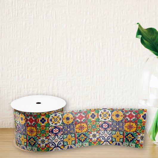 Mexican Fiesta Talavera Tiles Satinband