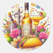 Mexican Fiesta Tequila Wedding Runder Aufkleber (Vorderseite)