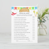 Mexican Fiesta "This or That" Brautparty Game Einladung (Stehend Vorderseite)