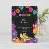 Mexican Fiesta Vivid Florals Brautparty Einladung (Stehend Vorderseite)