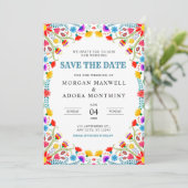 Mexican Fiesta Watercolor Floral Wedding Save The Date (Stehend Vorderseite)
