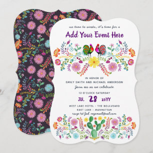 Mexican Fiesta Watercolor Folk Blume Einladungen