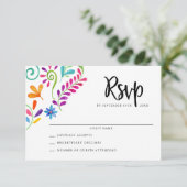 Mexican Fiesta Wedding RSVP Cards (Stehend Vorderseite)