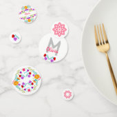 Mexican Fiesta White Pink Floral Monogram Name Konfetti (Gruppe)