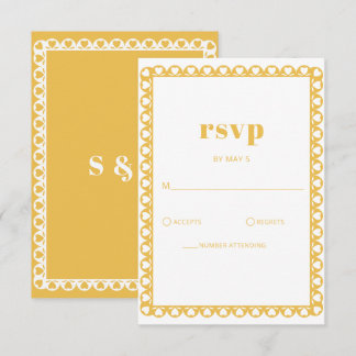 Mexican Fiesta Yellow Papel Picado Boho Wedding RSVP Karte