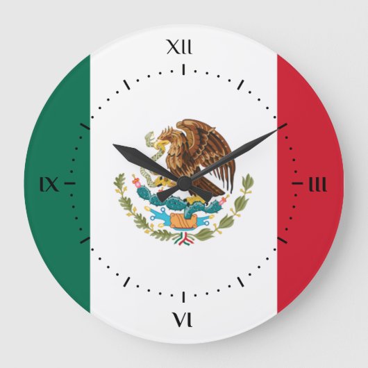 Mexican flag Clocks Große Wanduhr (Vorderseite)