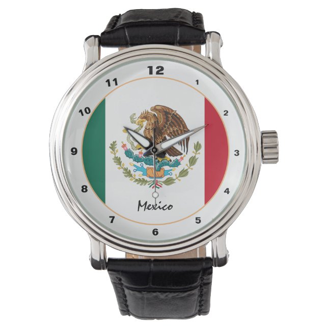 Mexican Flag & Mexico Moderne Mode /Design-Uhr Armbanduhr (Vorderseite)