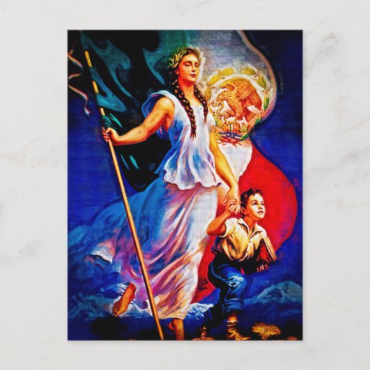Mexican Flag Woman and Child Postkarte (Vorderseite)