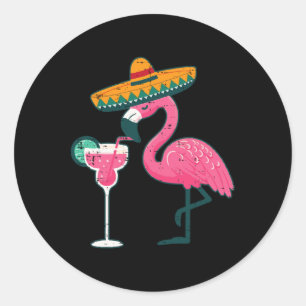 Mexican Flamingo Sombrero Cinco De Mayo Fiesta Wom Runder Aufkleber