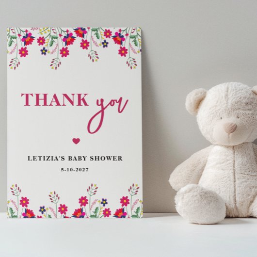Mexican Floral Baby in Bloom Baby Shower Dankeskarte