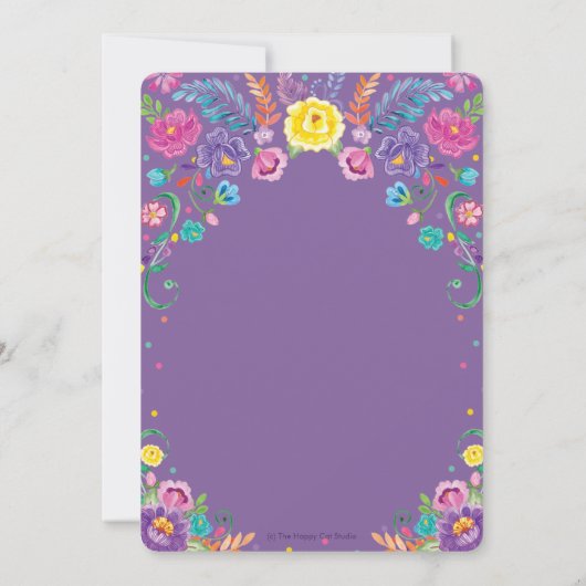 Mexican Floral Blume Fiesta Girl Baby Dusche Einladung (Rückseite)