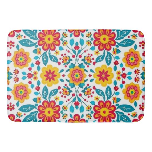 Mexican Floral Boho Badematte (Vorderseite)