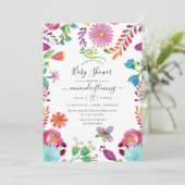 Mexican Floral Fiesta Baby Shower Einladung (Stehend Vorderseite)