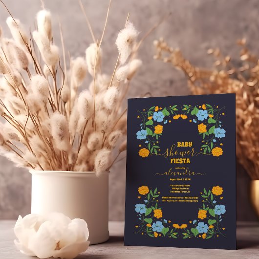 Mexican Floral Fiesta Baby Shower Einladung