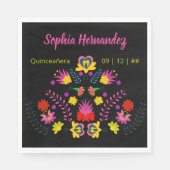 Mexican Floral Fiesta Party jedes Mal schwarz Serviette (Vorderseite)