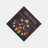 Mexican Floral Fiesta Party jedes Mal schwarz Serviette (Ecke)