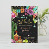 Mexican Floral Let's Fiesta Couples Shower Invitat Einladung (Stehend Vorderseite)