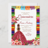 Mexican Floral Quinceañera Invitation Einladung (Vorderseite)