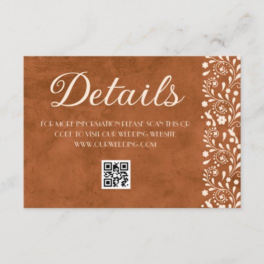 Mexican Floral Wedding Details QR code Begleitkarte (Vorderseite)