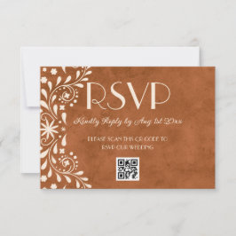 Mexican Floral Wedding QR code RSVP Karte