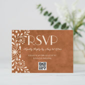Mexican Floral Wedding QR code RSVP Karte (Stehend Vorderseite)