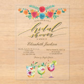 Mexican Flowers Drinks Bridal Shower  Acryleinladungen (Vorderseite)