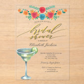 Mexican Flowers Margarita Bridal Shower  Acryleinladungen (Vorderseite)