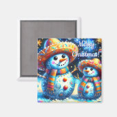 Mexican Folk Art Snowmen Snowman Personalized Magnet (Vorderseite/Rückseite)