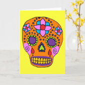 Mexican Folk Art Sugar Skull Karte (Gelbe Blume)