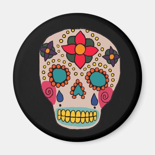 Mexican Folk Art Sugar Skull Magnet (Vorne)