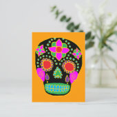 Mexican Folk Art Sugar Skull Postkarte (Stehend Vorderseite)