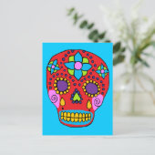 Mexican Folk Art Sugar Skull Postkarte (Stehend Vorderseite)